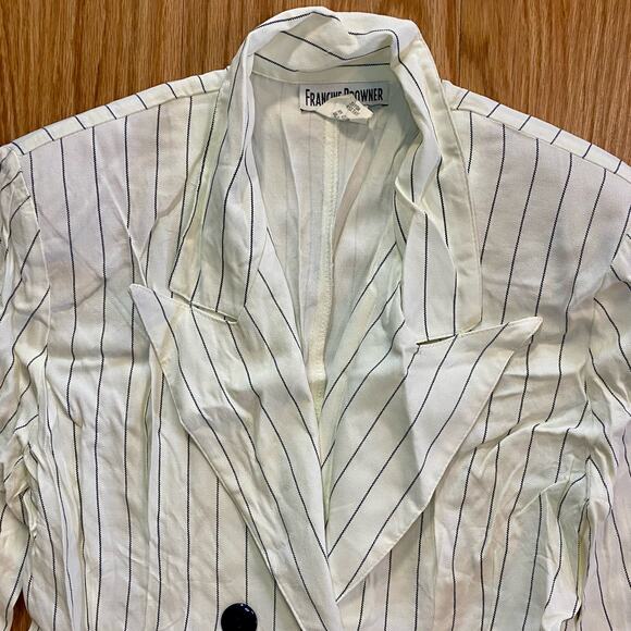 Francine Browner Vintage White Stripe Oversized Blazer Womens 6 - Picture 3 of 15